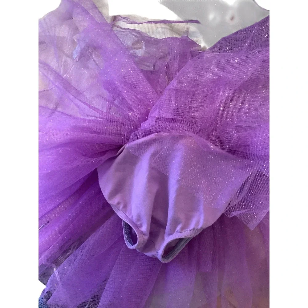Weissman Purple Sequin Tutu Dance Leotard Dress Kids IC with Hair Clip